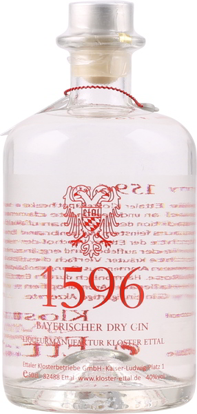 1596 Ettaler Bayerischer Dry Gin ei 0,5 Liter % Vol. 40
