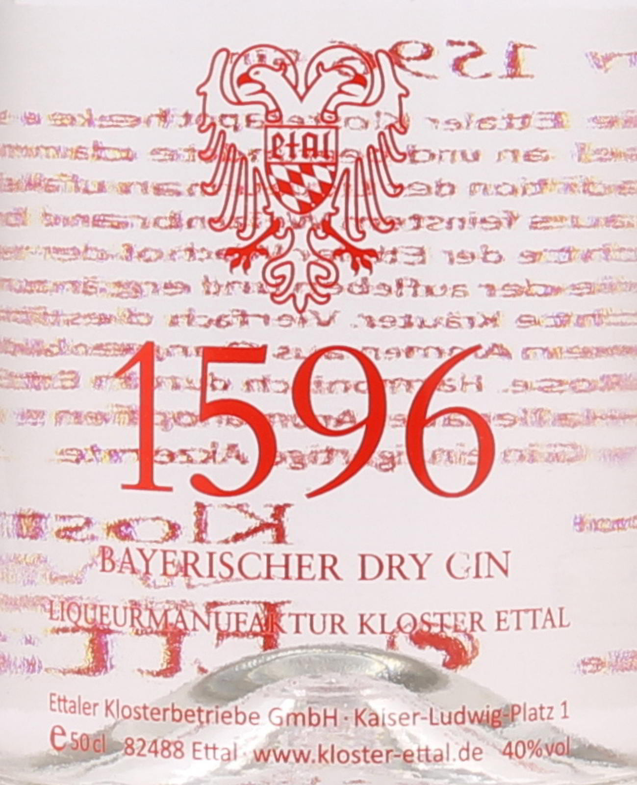Bayerischer Ettaler Vol. 40 % ei 0,5 1596 Gin Dry Liter