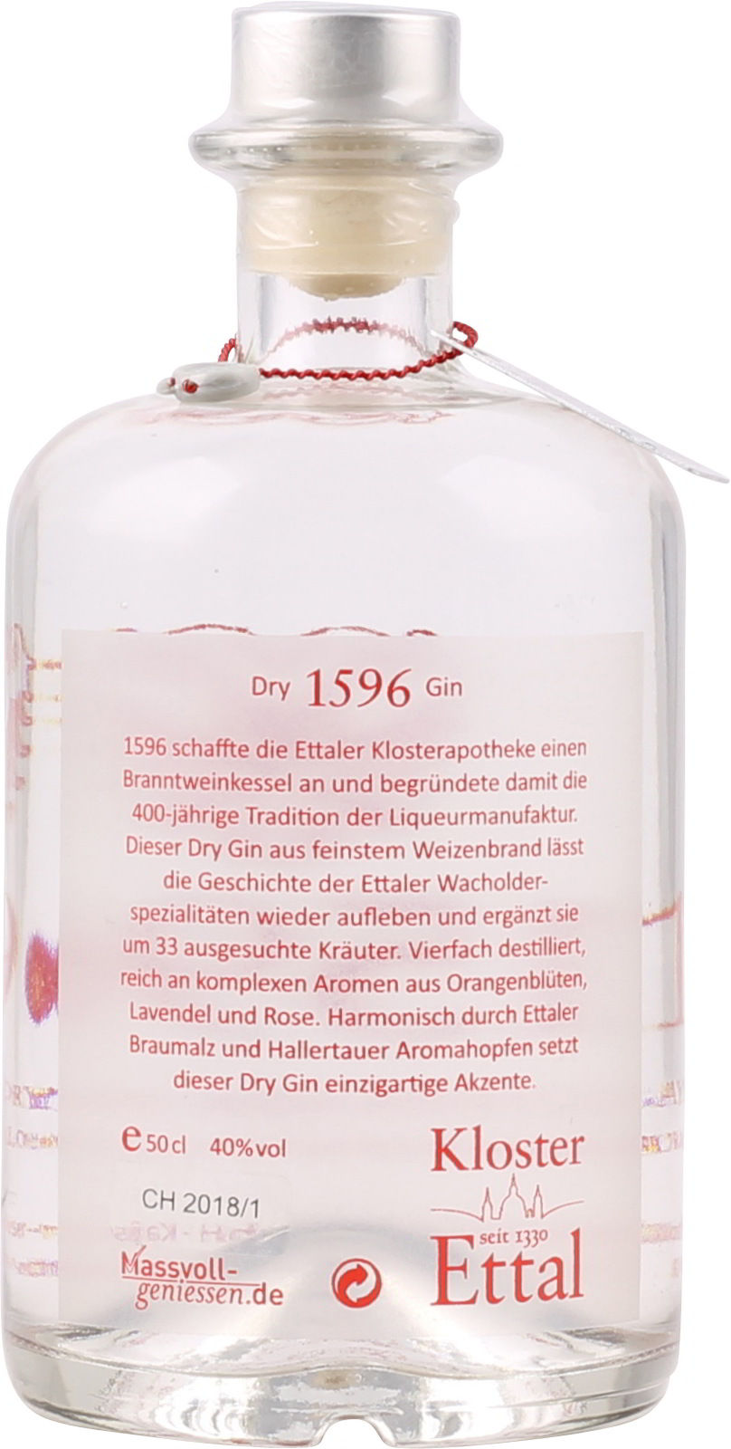 1596 Ettaler 0,5 ei Gin Dry Bayerischer % 40 Vol. Liter