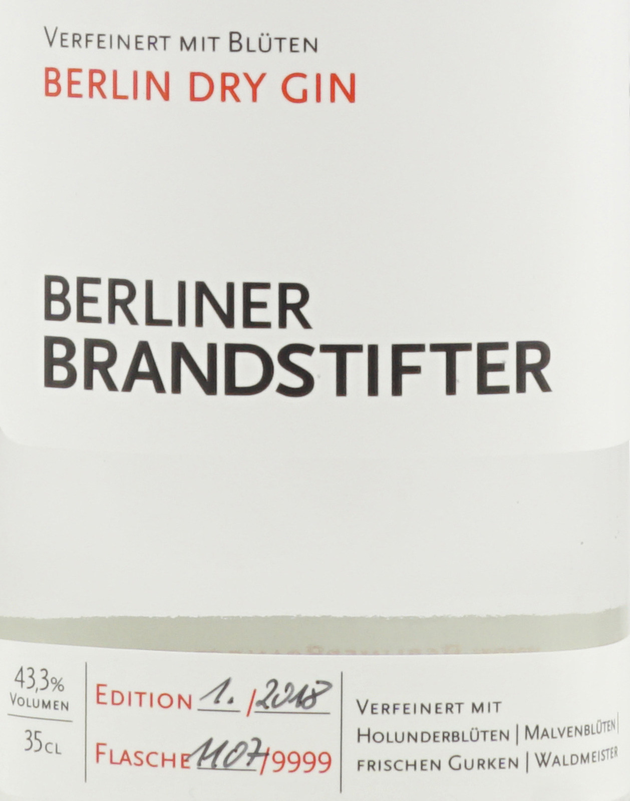 Berliner Brandstifter Berlin Dry % und 43,3 ml. Gin 350