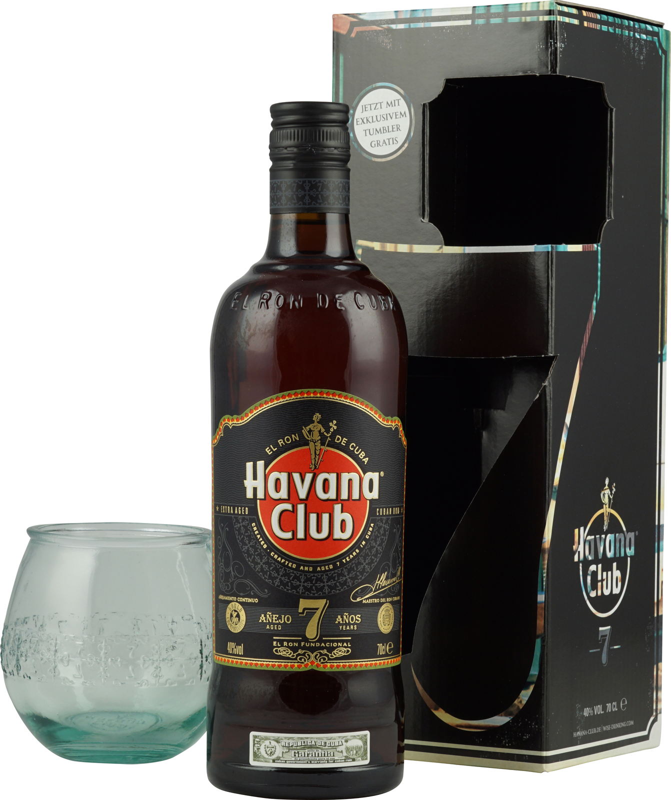 Havana Club 7 Jahre mit Vol. Gla 40 % l 0,7 Geschenkset