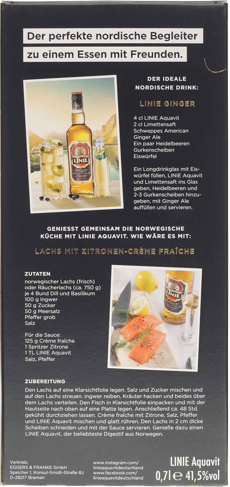 Linie Aquavit 0,7 Liter Geschenkset mit Glas