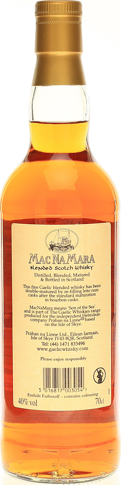 MacNaMara Blended Whisky Rum Finish ein interessanter gälischer Whisky