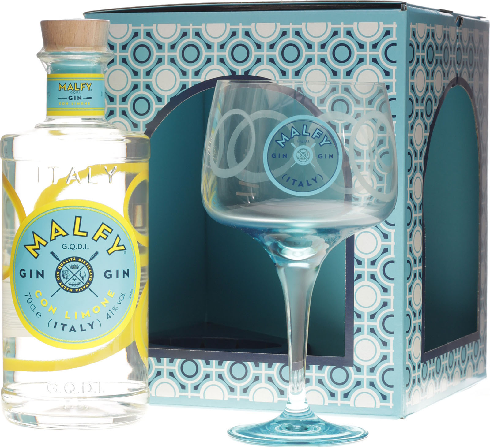 Malfy Vol. 0,7 % 41 Limone Copa Dry Gin Gla + Liter Con