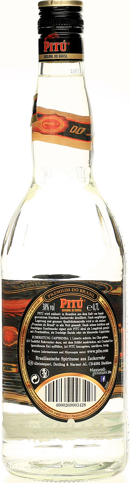 Liter Aguardiente Pitu 0,7 38 % Cachaca