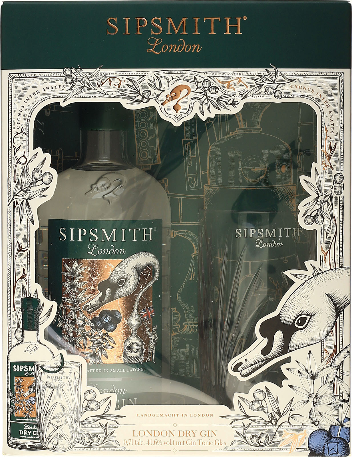 Sipsmith London Dry Gin Geschenkset mit Glas, neu im Sh